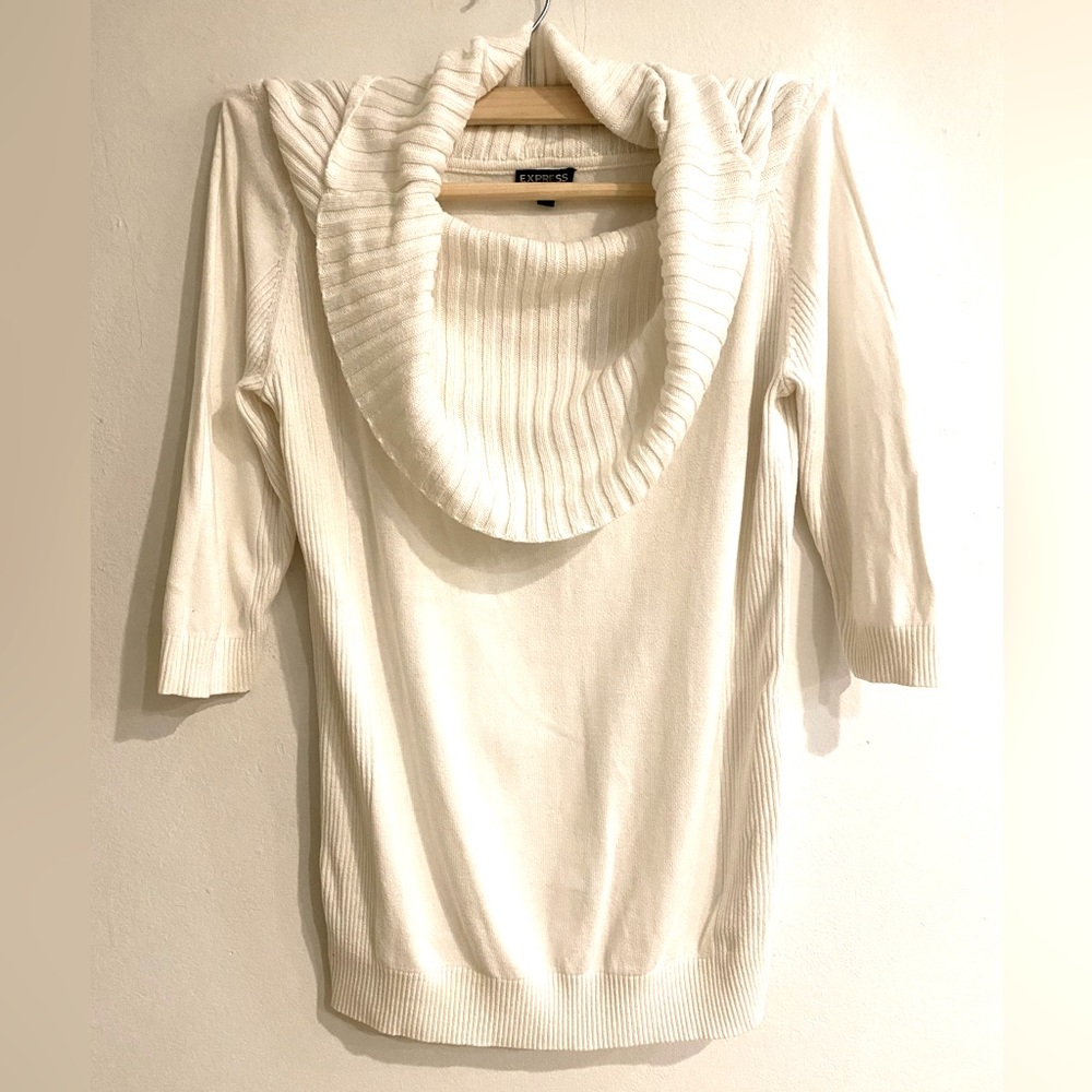 Express cowl neck 3/4 length sleeve sweater